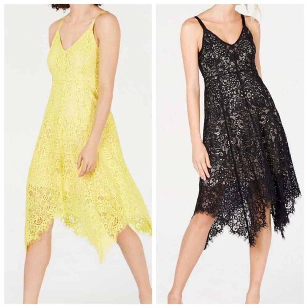 🆕Yellow lace hanky-hem dress